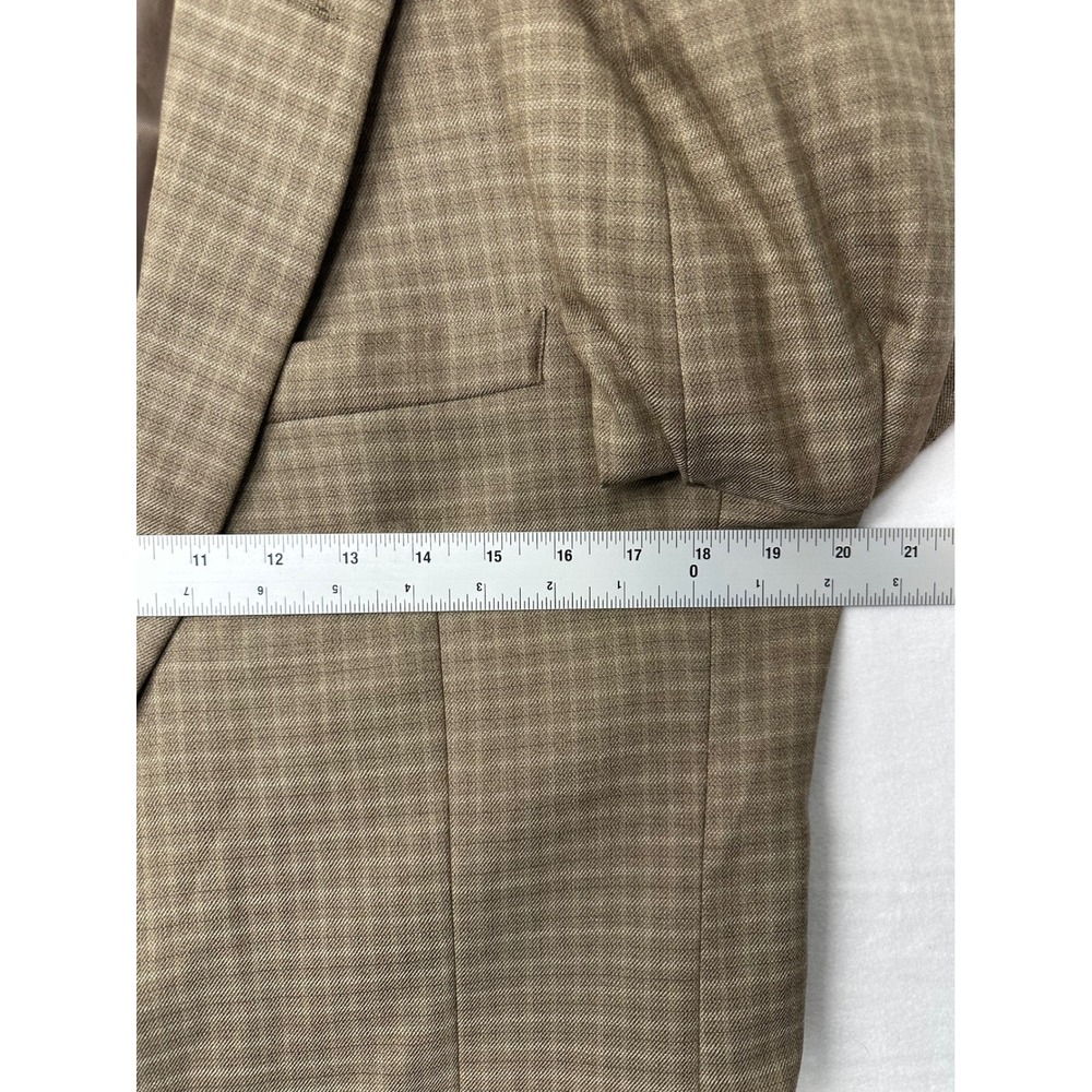 Tommy Hilfiger Mens Brown Plaid Wool Blazer Sport Coat Size 44L - Picture 7 of 8